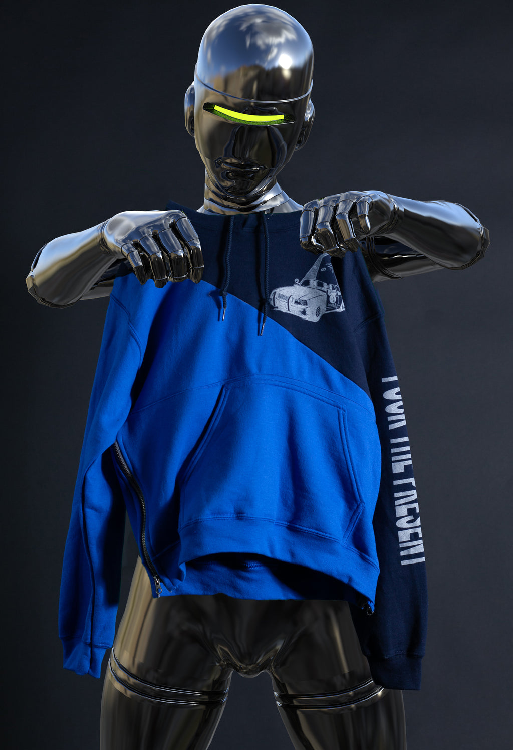fuck the present cropped hoodie (DARKblue)